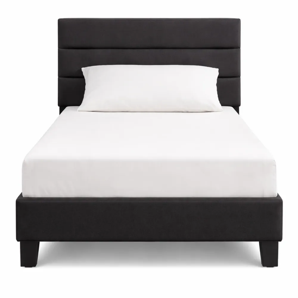 Lit simple ajustable en tissu noir pour enfant ou adulte-Woodbrookx
