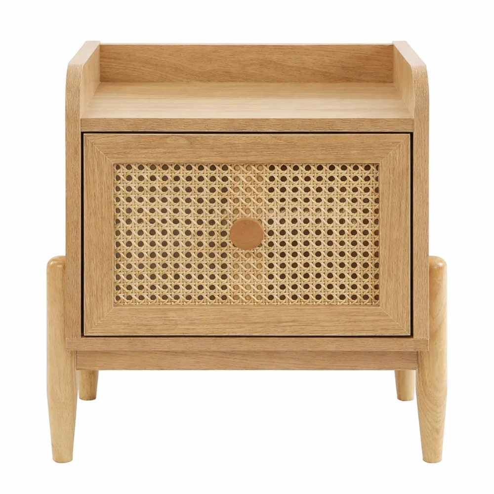 Table de Nuit Enfant en Bois et Rotin-Woodbrookx