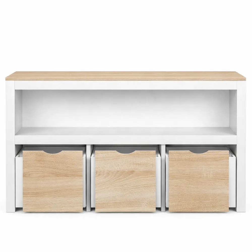 Commode de Rangement Enfant en Bois avec Roulettes et Tiroirs-Woodbrookx