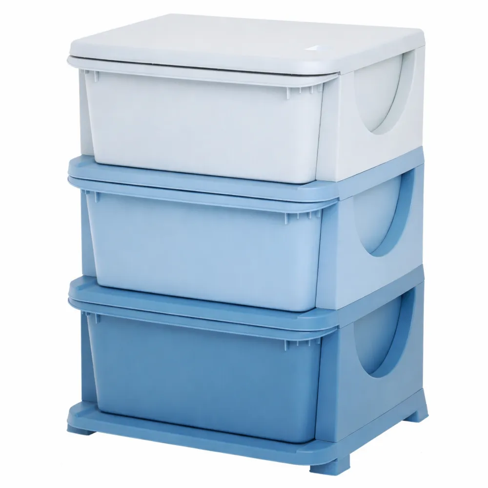 Armoire de Rangement 3 Tiroirs pour Enfants 3-6 Ans-Woodbrookx