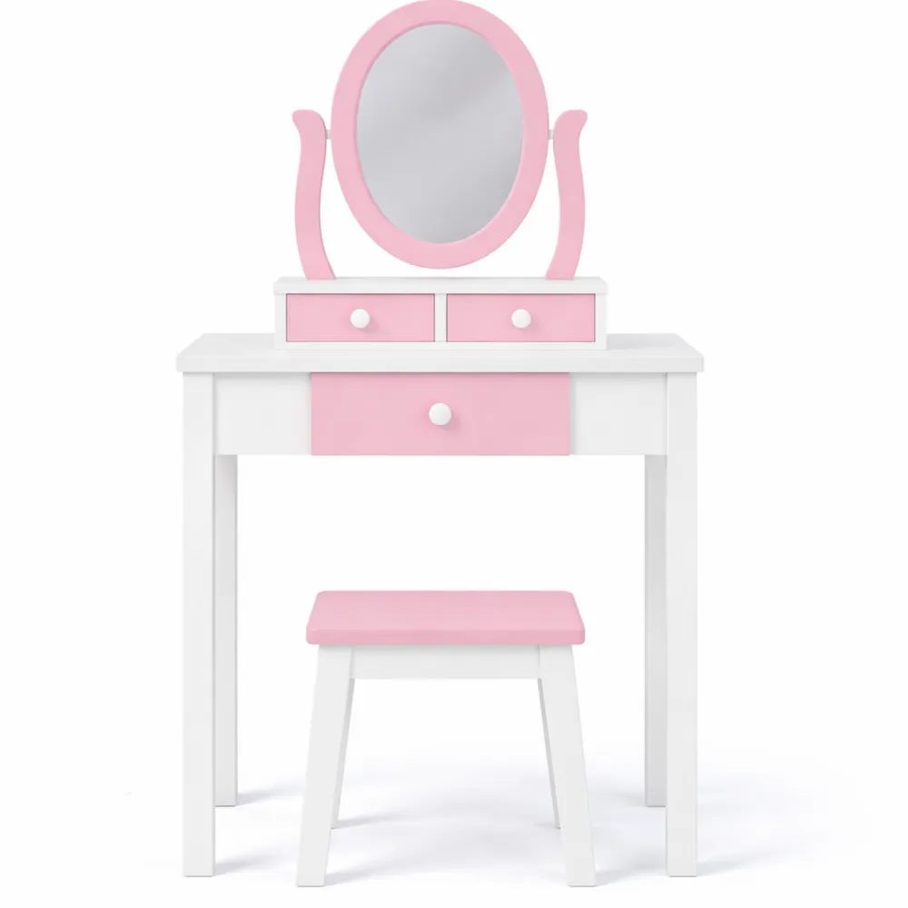 Coiffeuse enfant avec miroir et tabouret-Woodbrookx