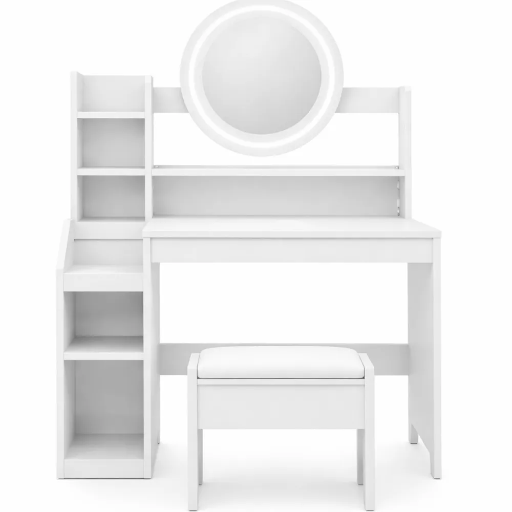 Table de Maquillage pour Enfants avec Miroir Éclairant et Rangement-Woodbrookx