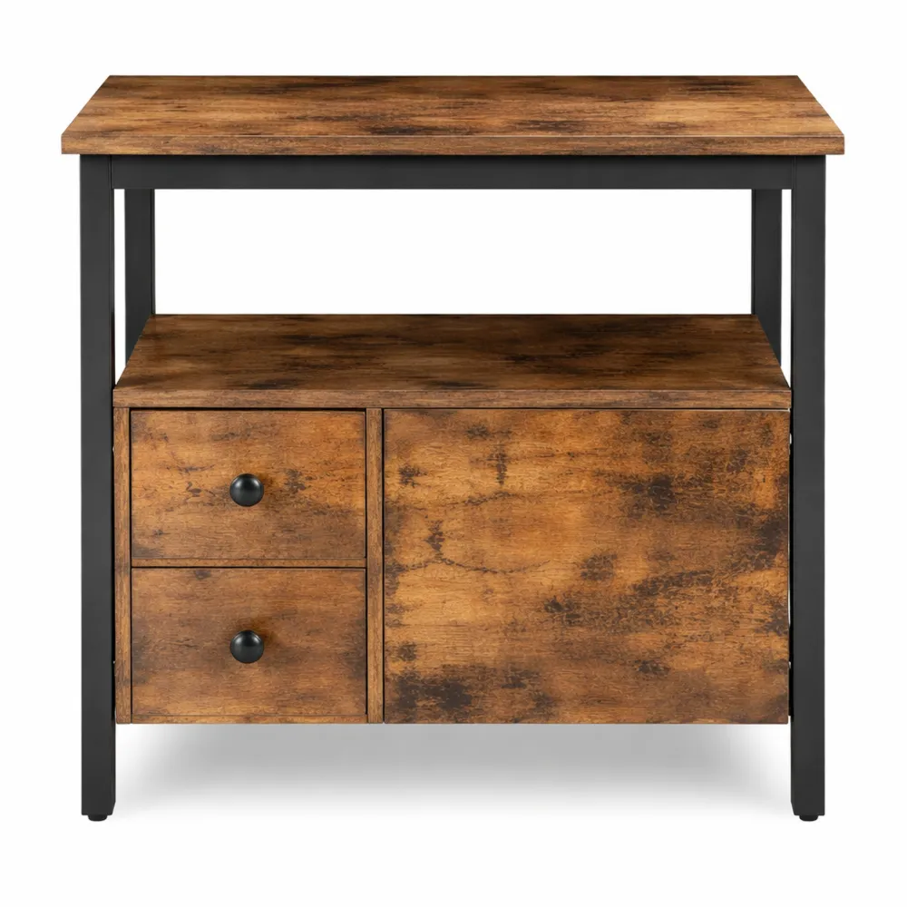 Table de chevet industrielle avec 2 tiroirs pour petits espaces-Timbercre