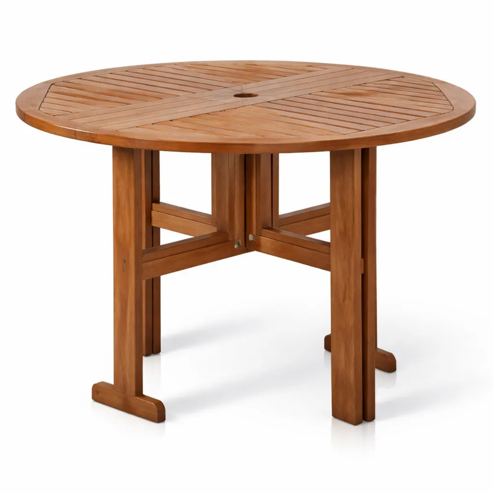 Table ronde en bois dur pour extérieur, finition naturelle-Timbercre