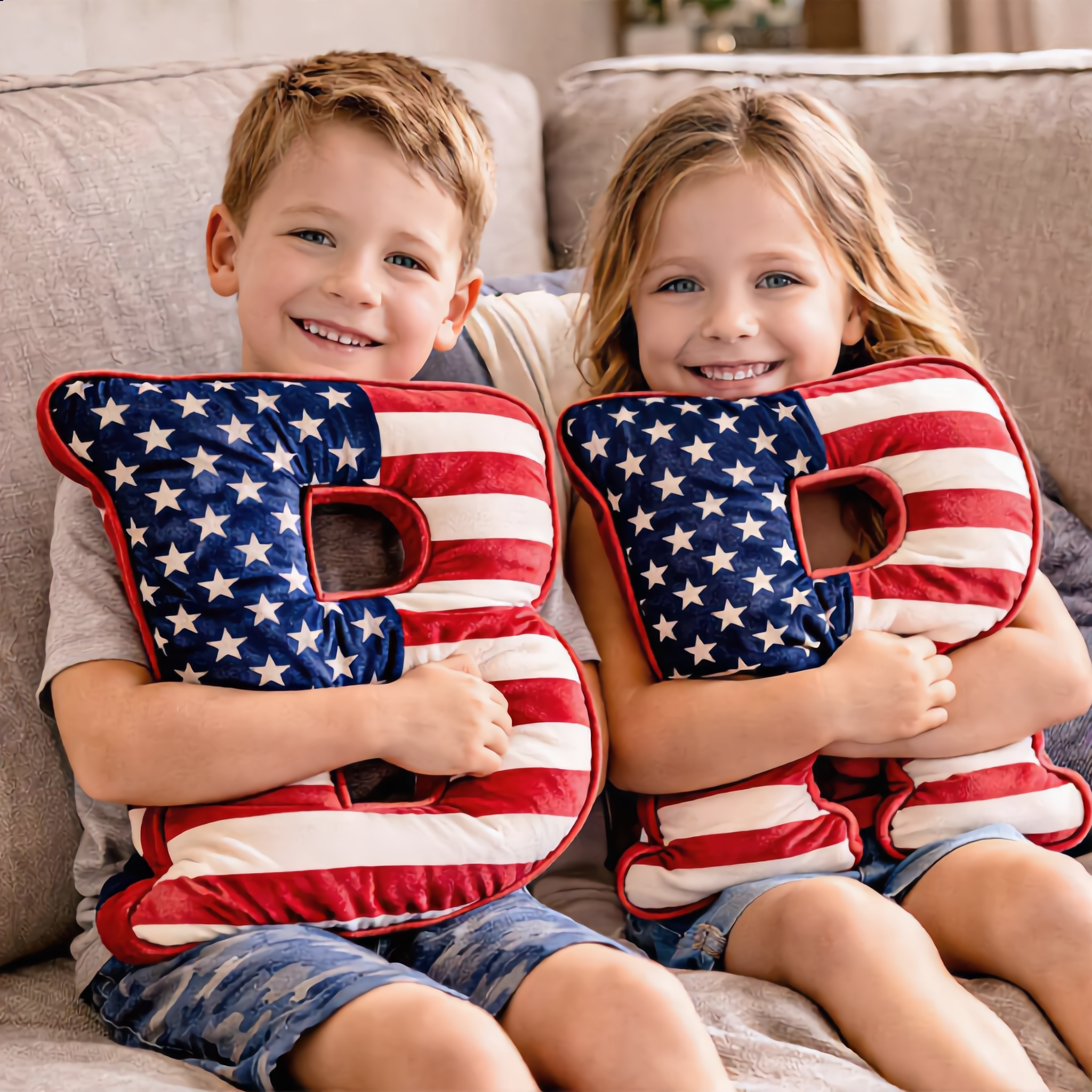 America 250 Patriotic Letter Pillow (A–Z)