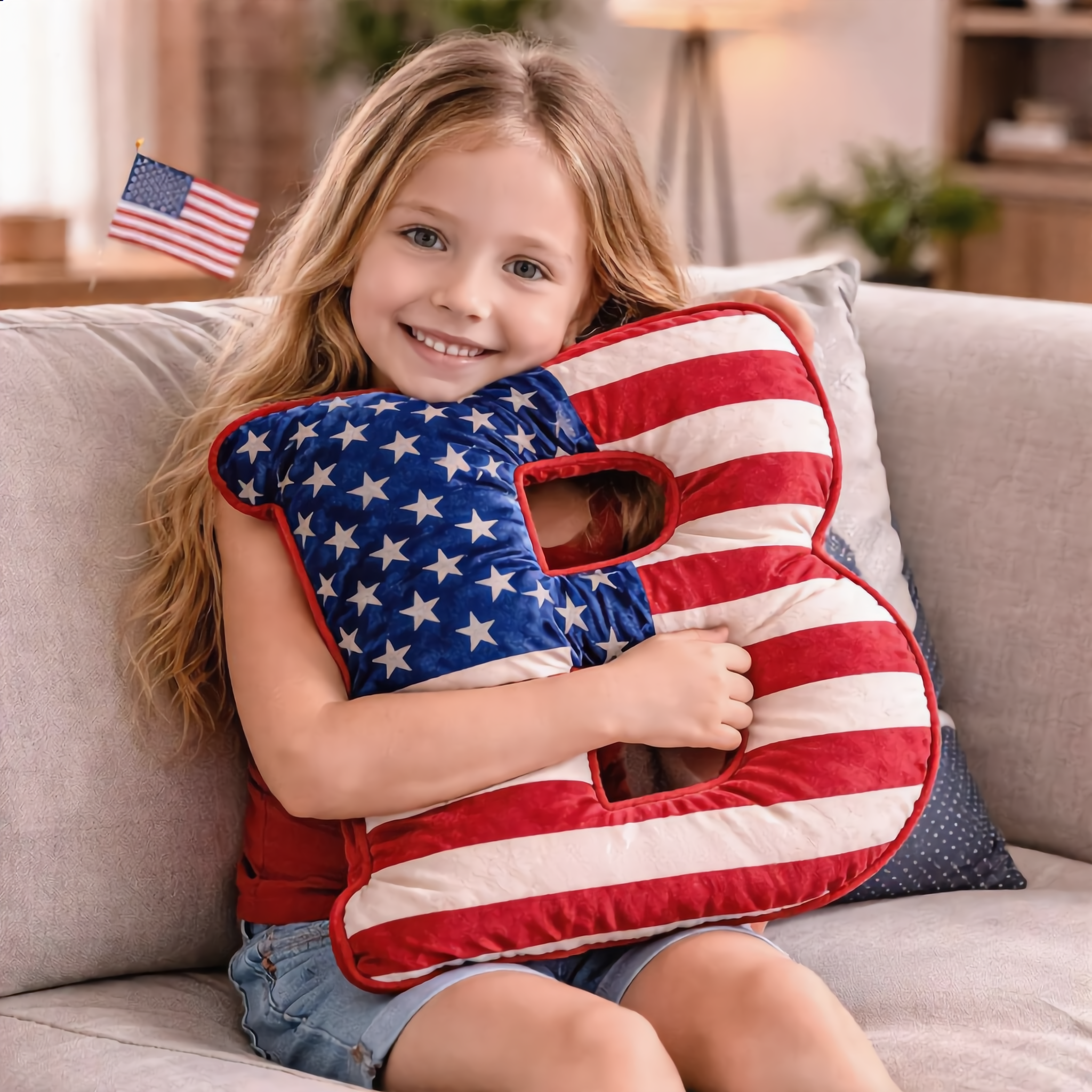 America 250 Patriotic Letter Pillow (A–Z)