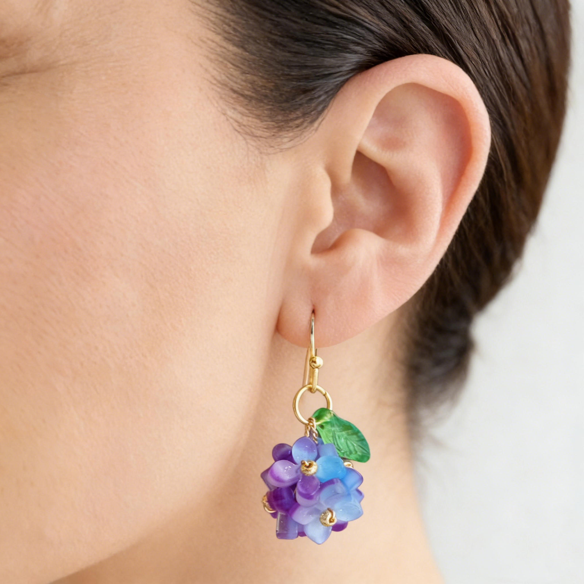 Purple hydrangea earrings