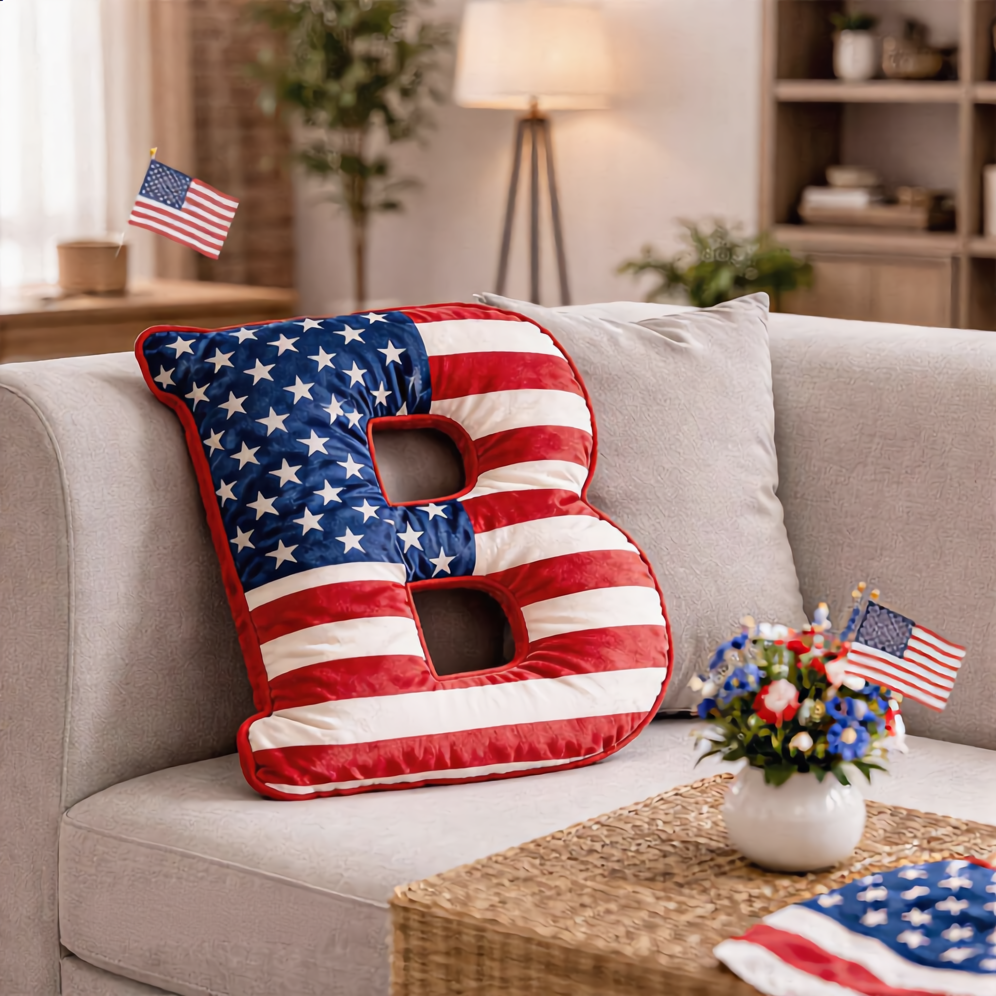 America 250 Patriotic Letter Pillow (A–Z)