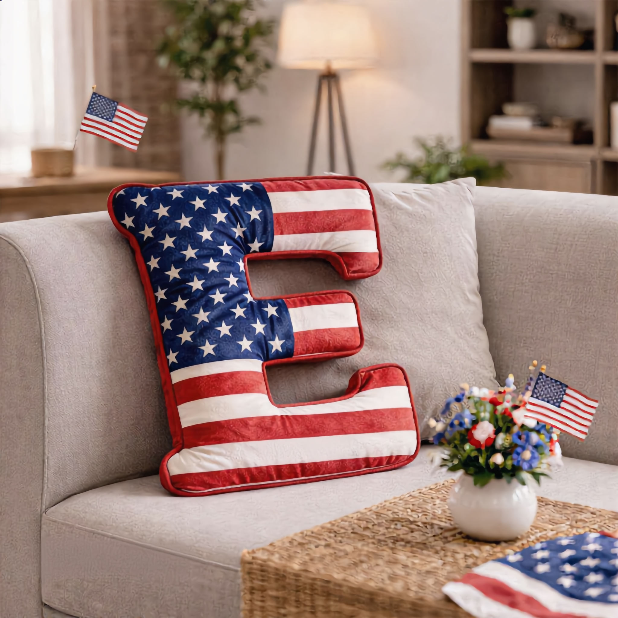 America 250 Patriotic Letter Pillow (A–Z)