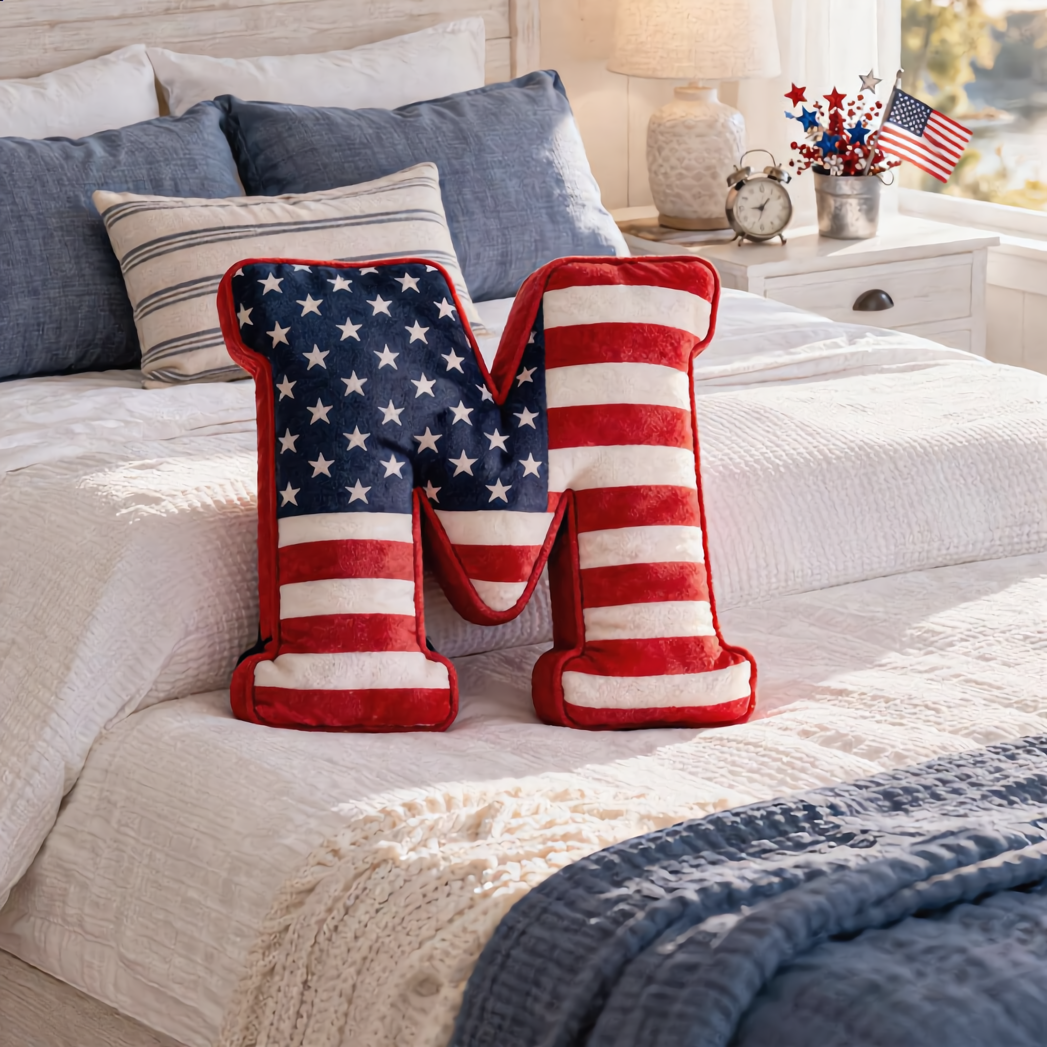 America 250 Patriotic Letter Pillow (A–Z)
