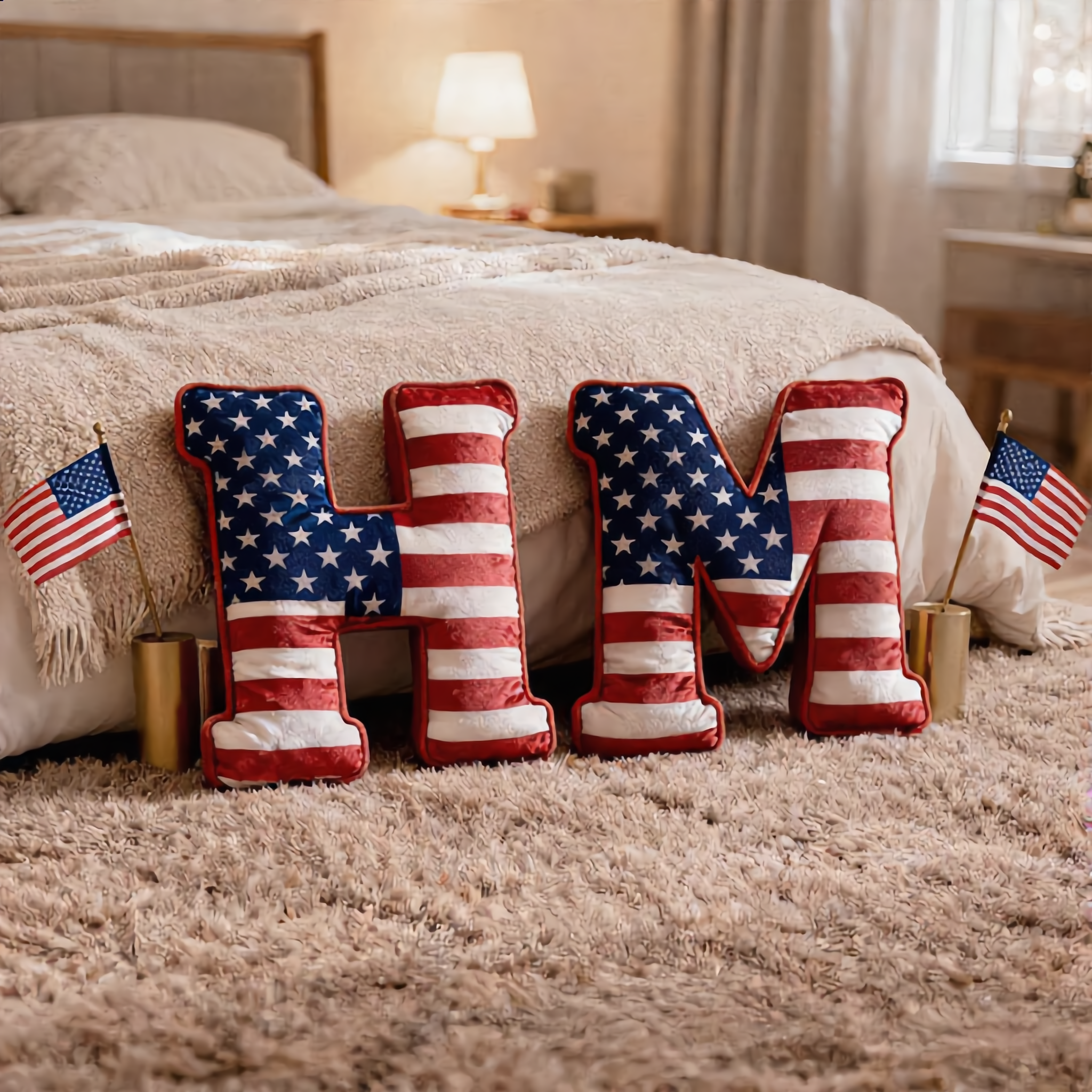 America 250 Patriotic Letter Pillow (A–Z)