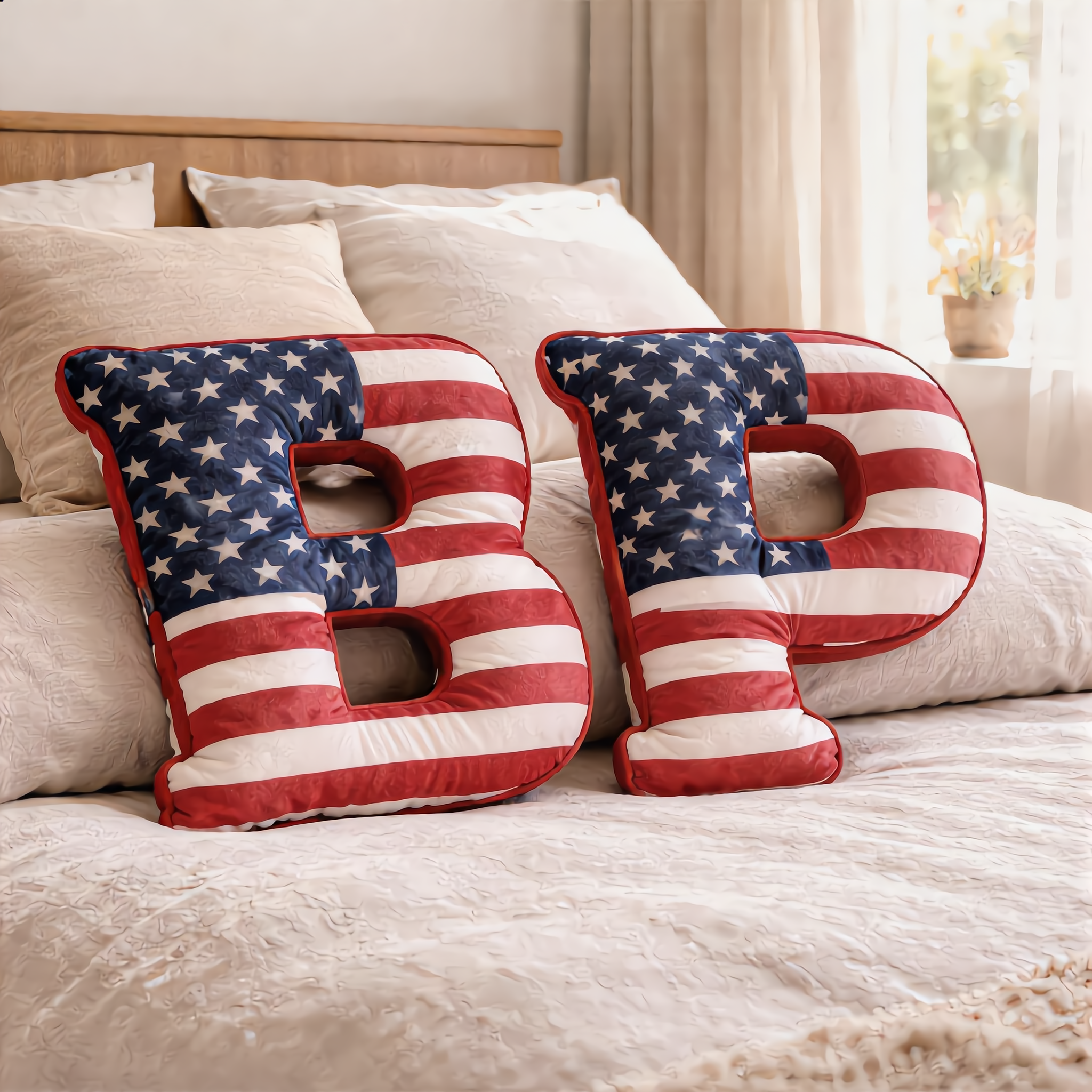 America 250 Patriotic Letter Pillow (A–Z)