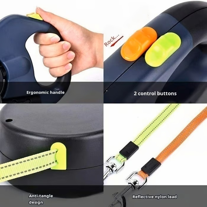 Dual Dog Leash with Tangle-Free swivel