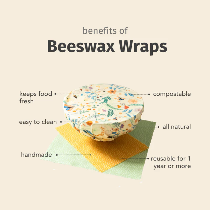 Beeswax Food Wraps: Honey Bees Set of 3