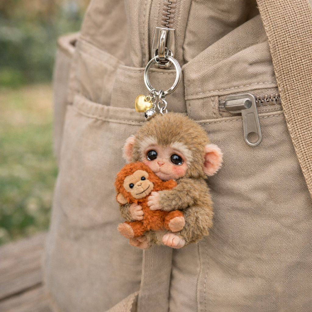 🐵3D Viral Punch Monkey Keychain 💕- Emotional Gift for Animal Lovers, Family, Friends, Loved Ones🎁