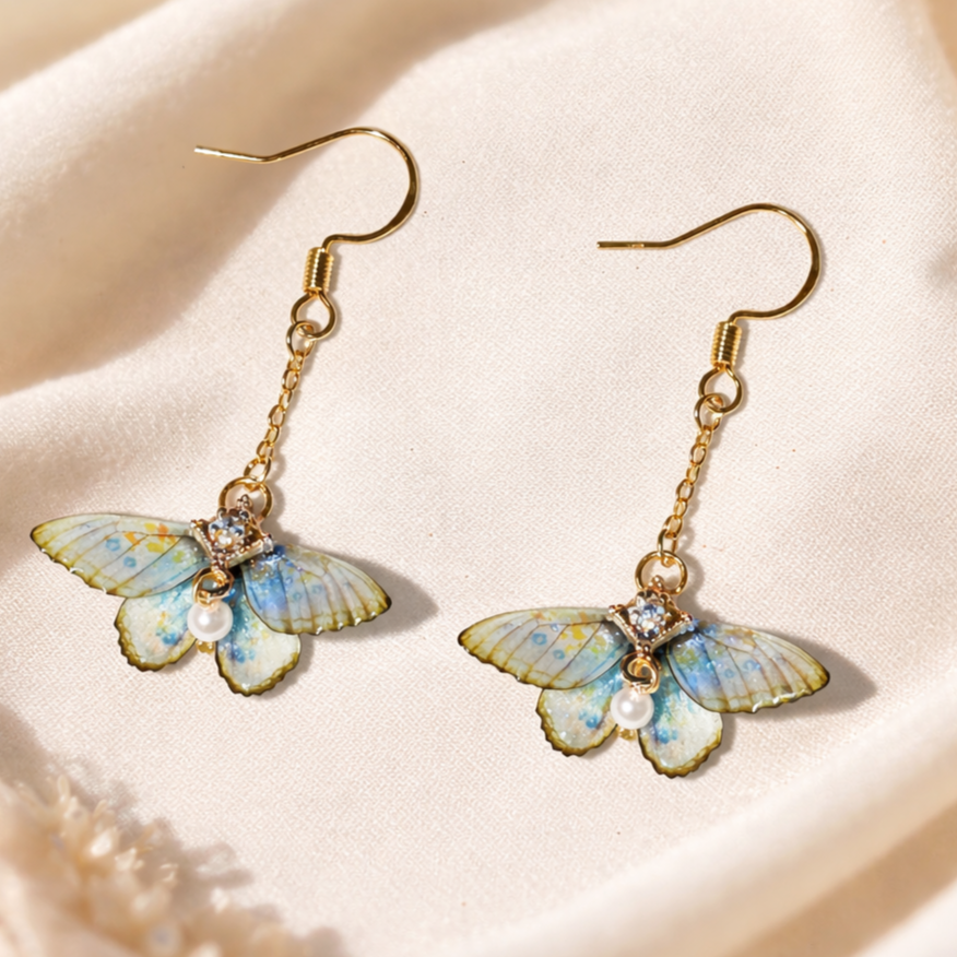 🦋Moth Earrings, Cute Moth Wings With Pearl
