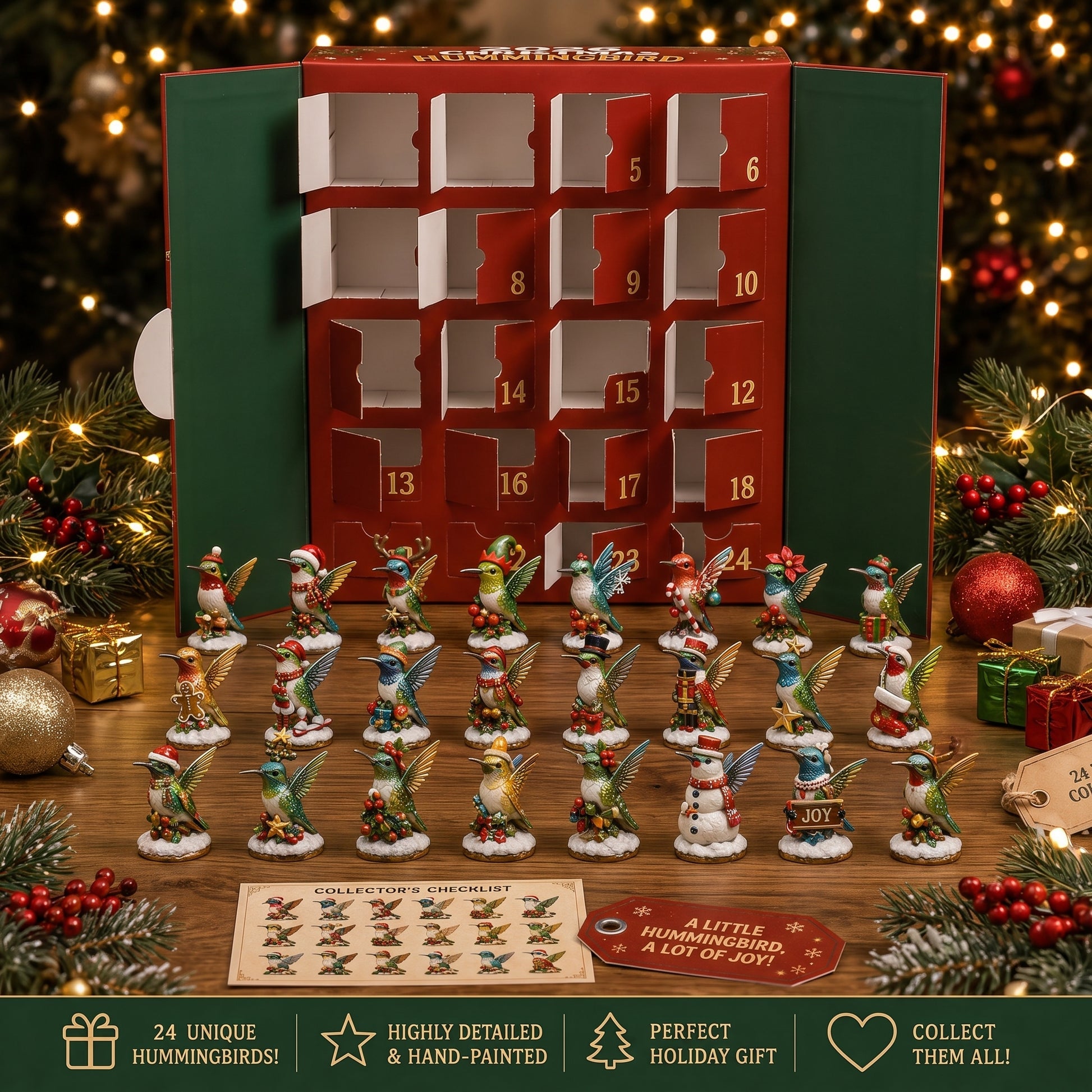 Christmas Hummingbird Advent Calendar 2026 - The Collection with Its Countdown Box