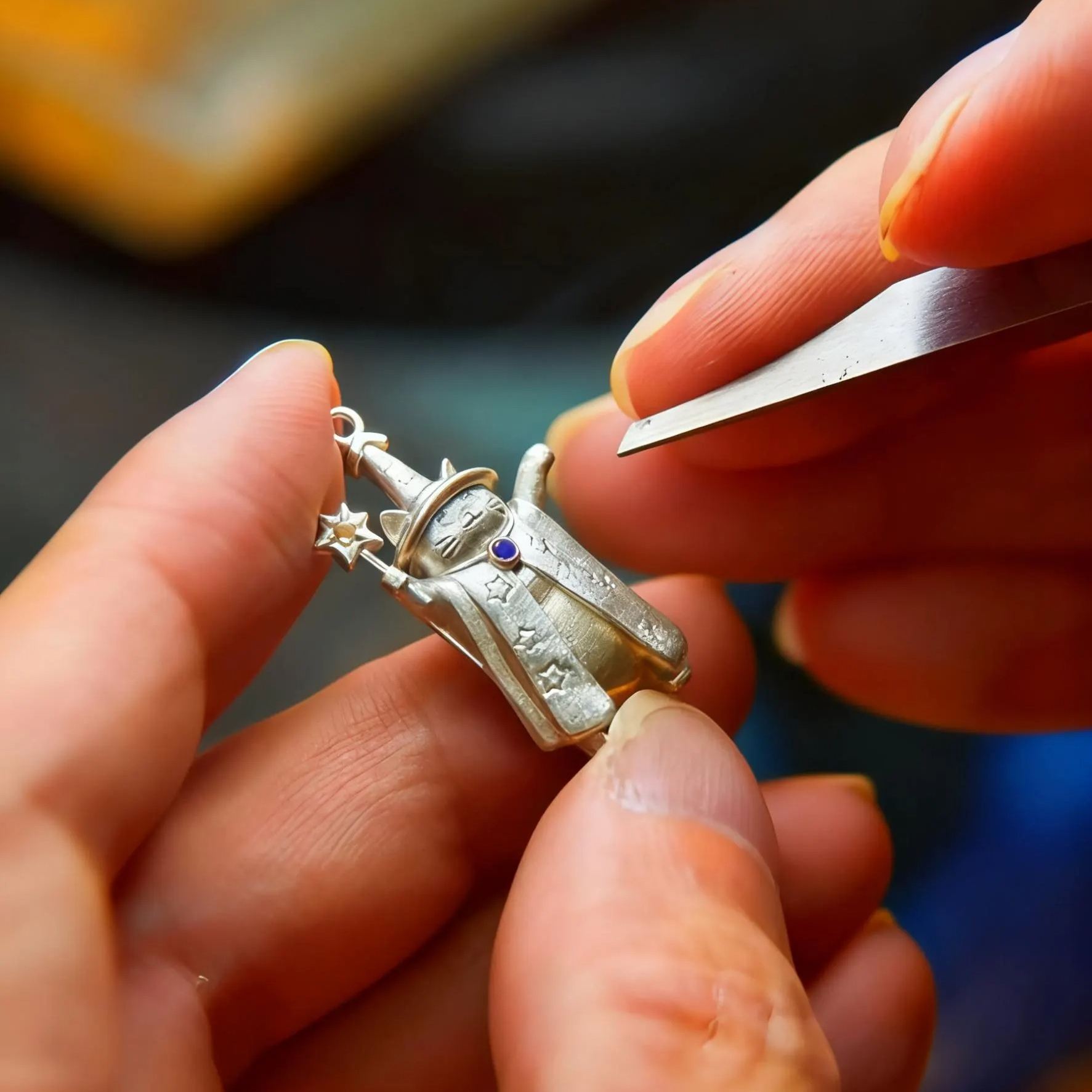 🐾 Wizard Cat Necklace – Lucky Charm & Cosmic Protector