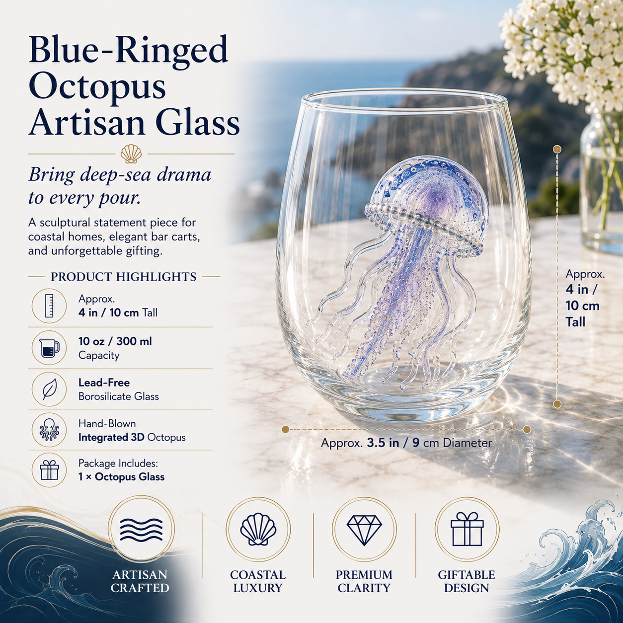 Ocean animal artisan glassware collection