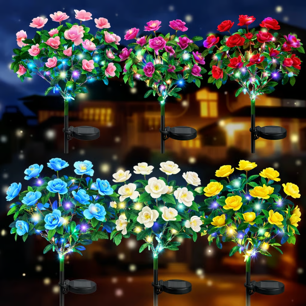 🌸✨ EverGlow Memorial Garden Bloom Lights – Featuring Ultra-Realistic Artificial Petals, Solar-Powered & Weatherproof🏡🌪️