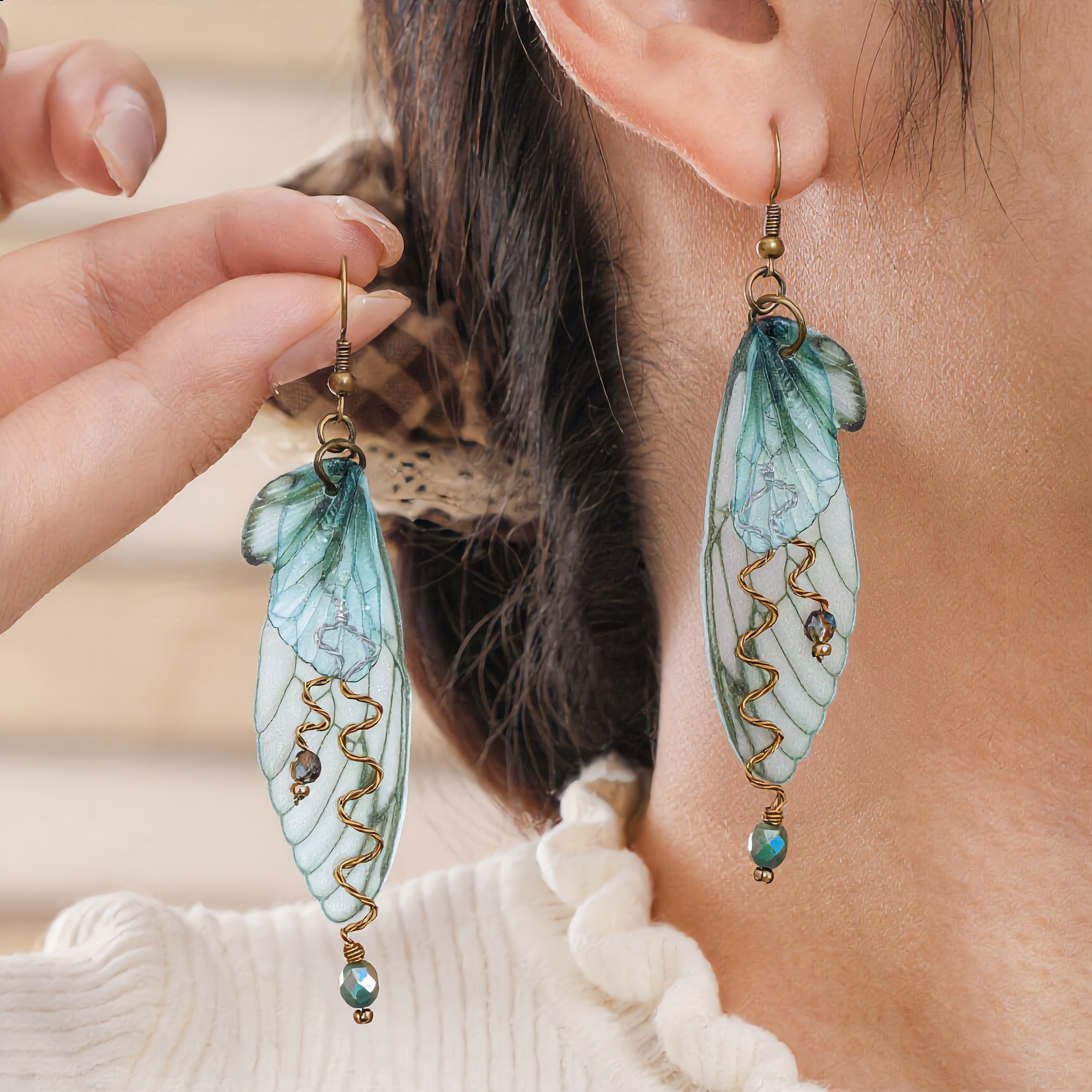 Forest Fairy Wing Grunge Earrings