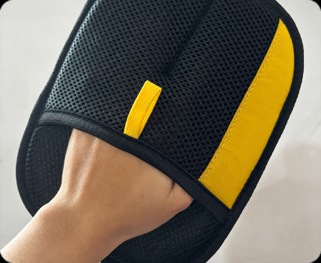 Schritt eins auf dem Orvelta Handschuh