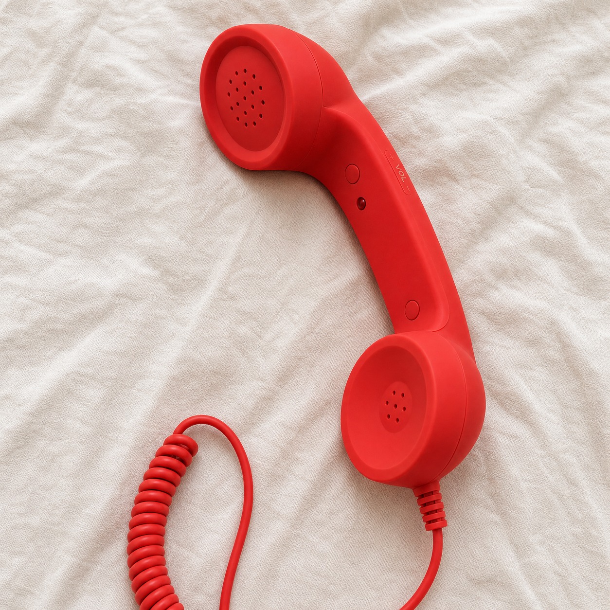 Retro wired phone handset product and lifestyle photo