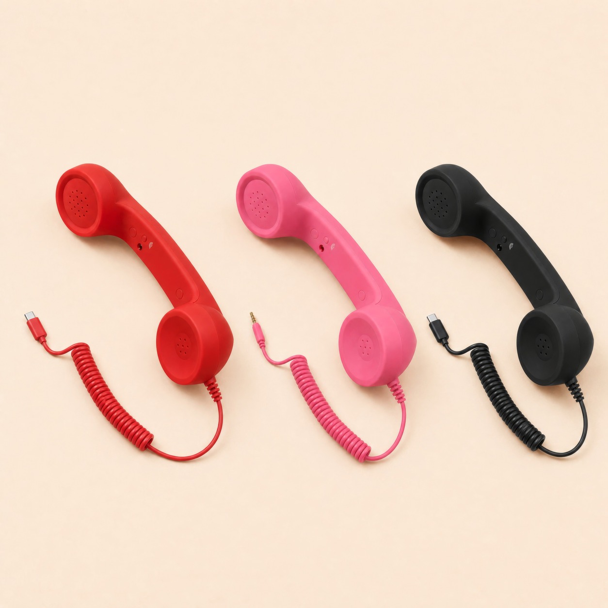 Retro wired phone handset product and lifestyle photo