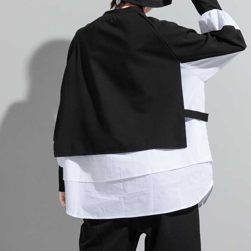 Fake Two-piece Straight Spliced Long-sleeved Shirt (Buy 2 Free Shipping)