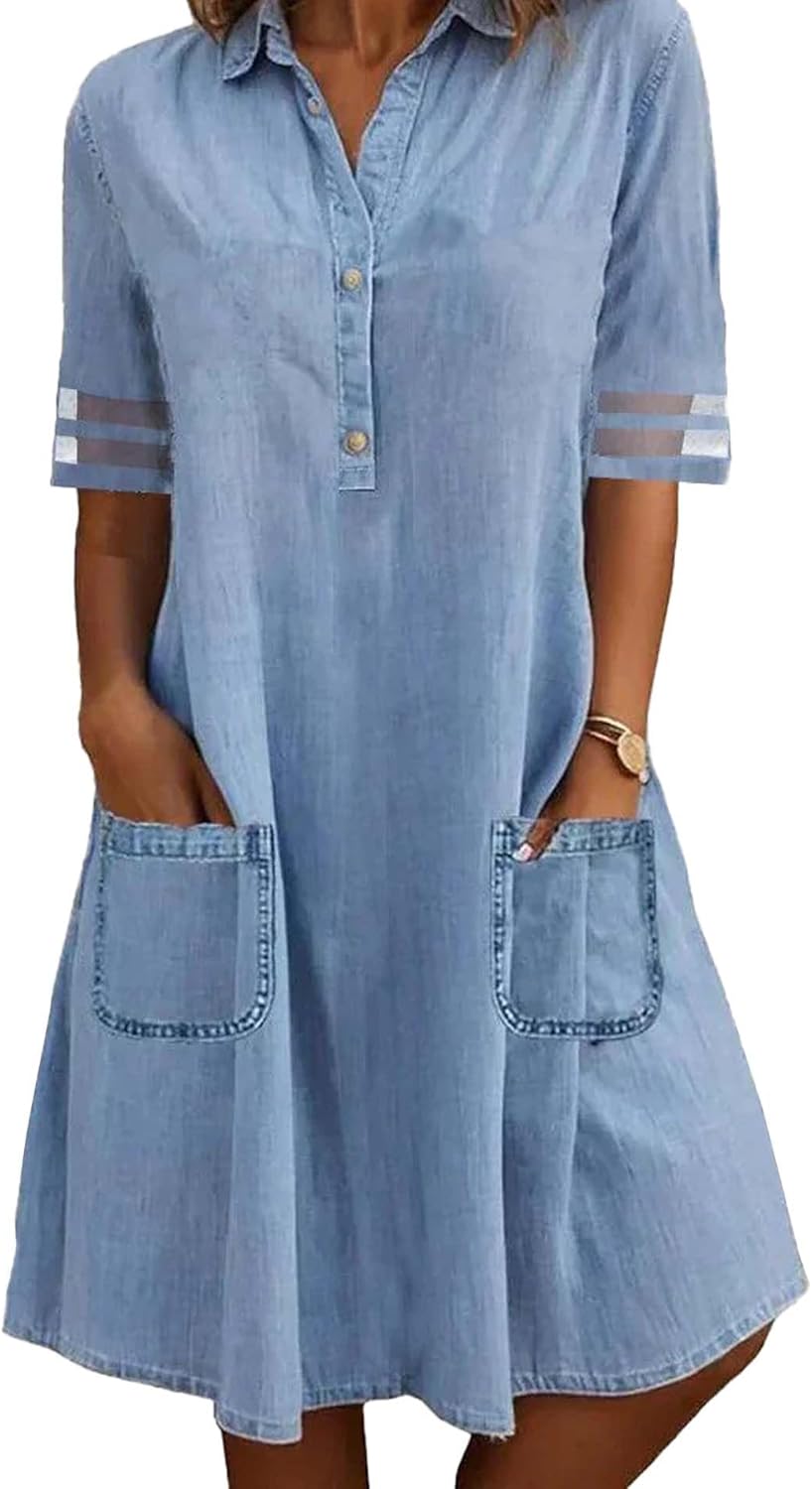 Women's Denim Shirt Dress  (Buy 2 Free Shipping)