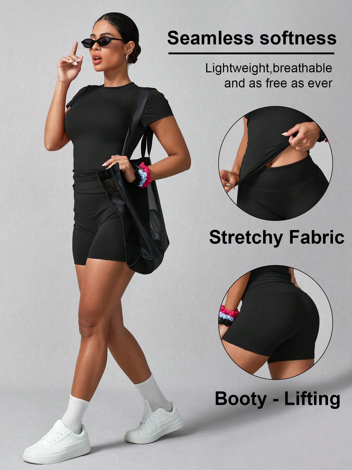 Women's Simple Solid Color Short Sleeve Shorts Sports Set Pink Summer (Buy 2 Free Shipping)