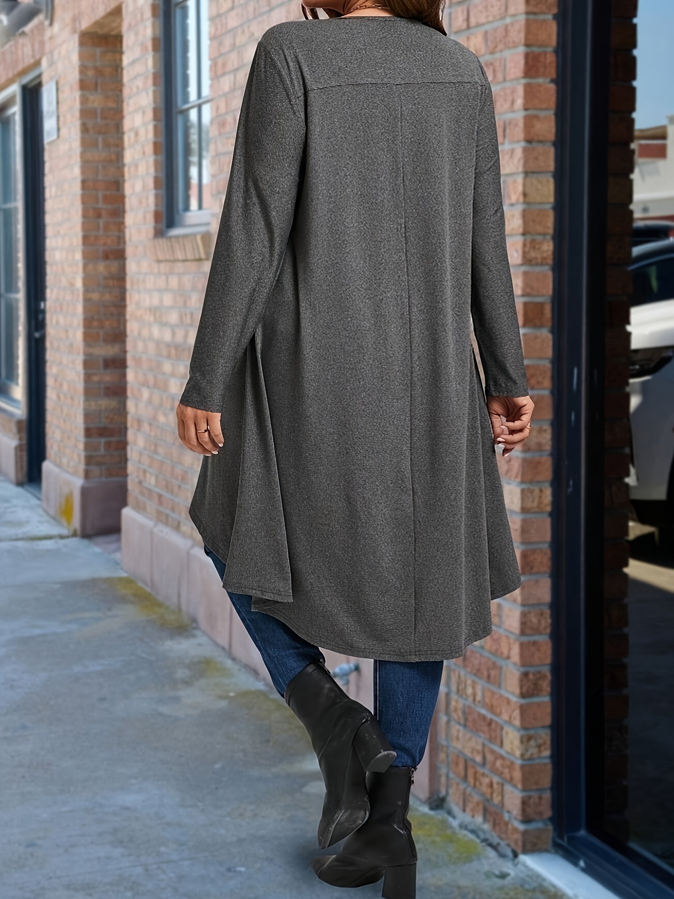Asymmetrical Hem Long Sleeve T-Shirt (Buy 2 Free Shipping)