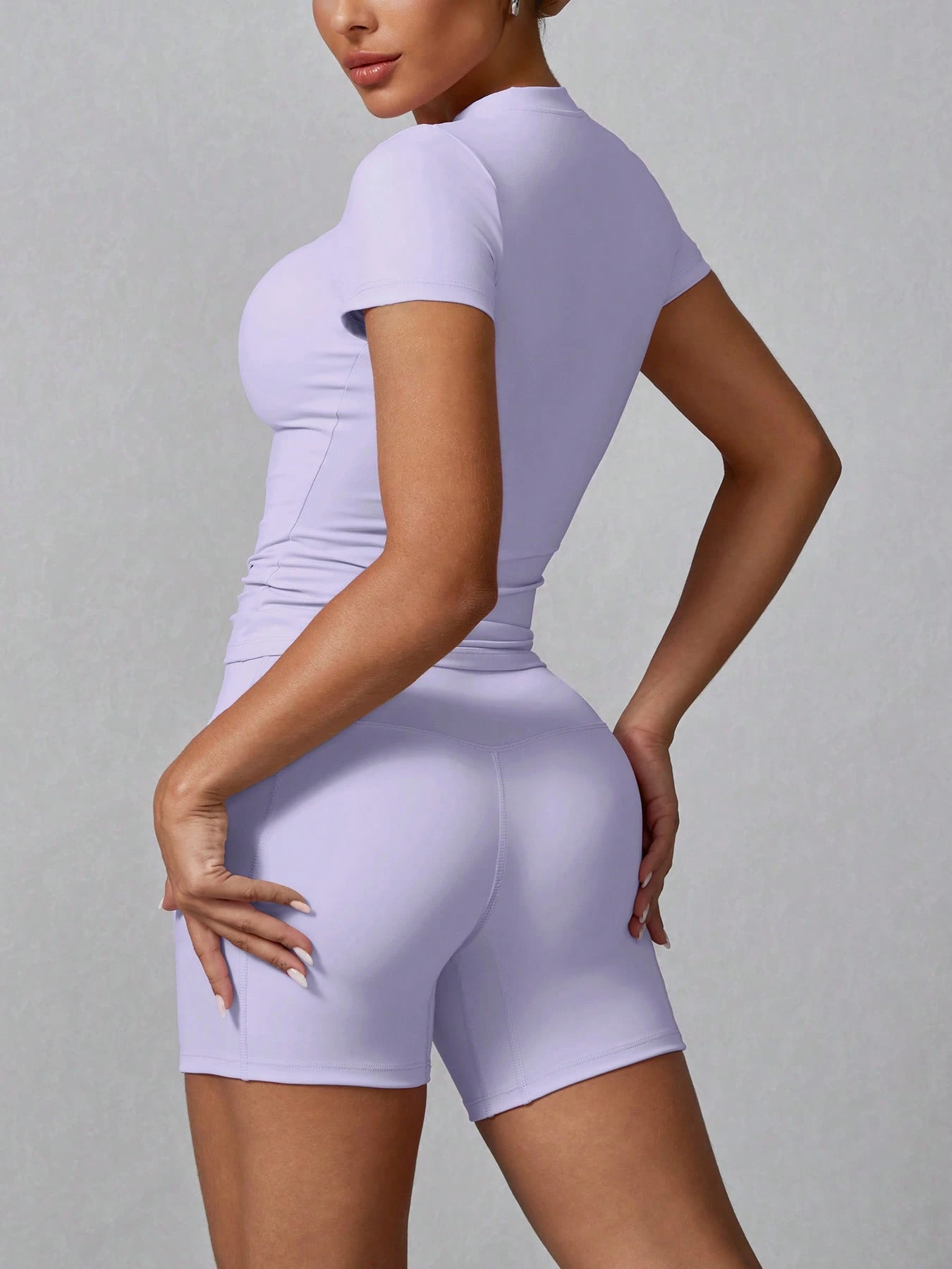 Women's Simple Solid Color Short Sleeve Shorts Sports Set Pink Summer (Buy 2 Free Shipping)