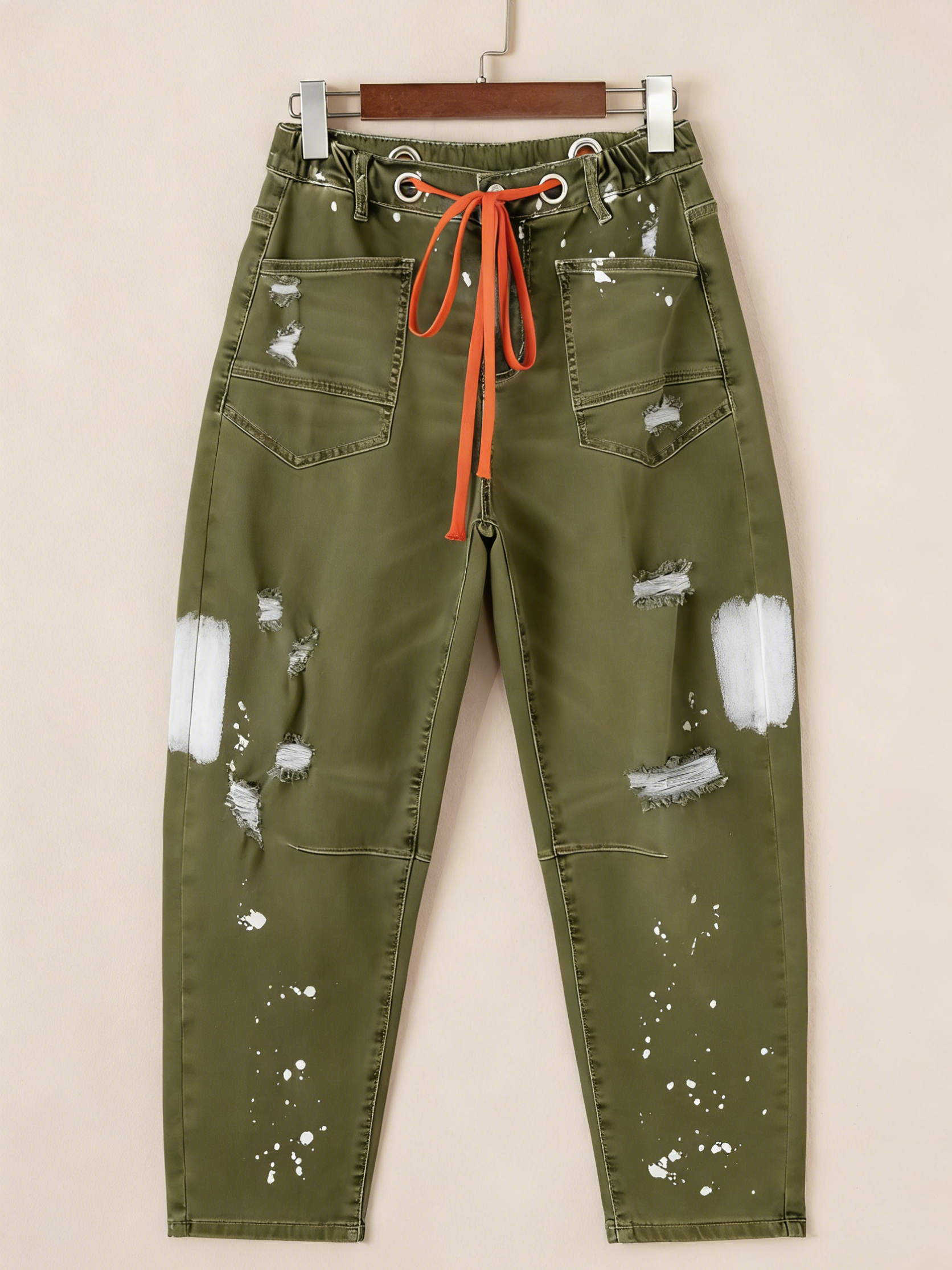 Casual Women's Distressed Drawstring Jeans (Buy 2 Free Shipping)