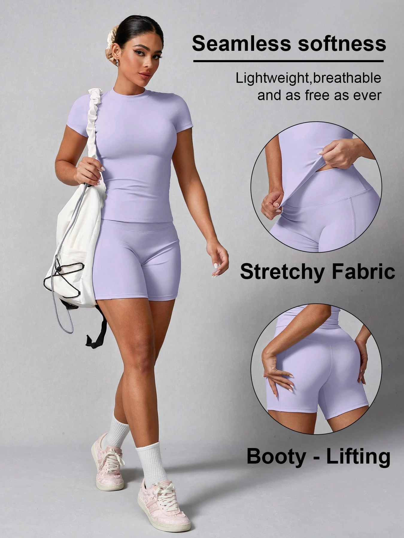 Women's Simple Solid Color Short Sleeve Shorts Sports Set Pink Summer (Buy 2 Free Shipping)