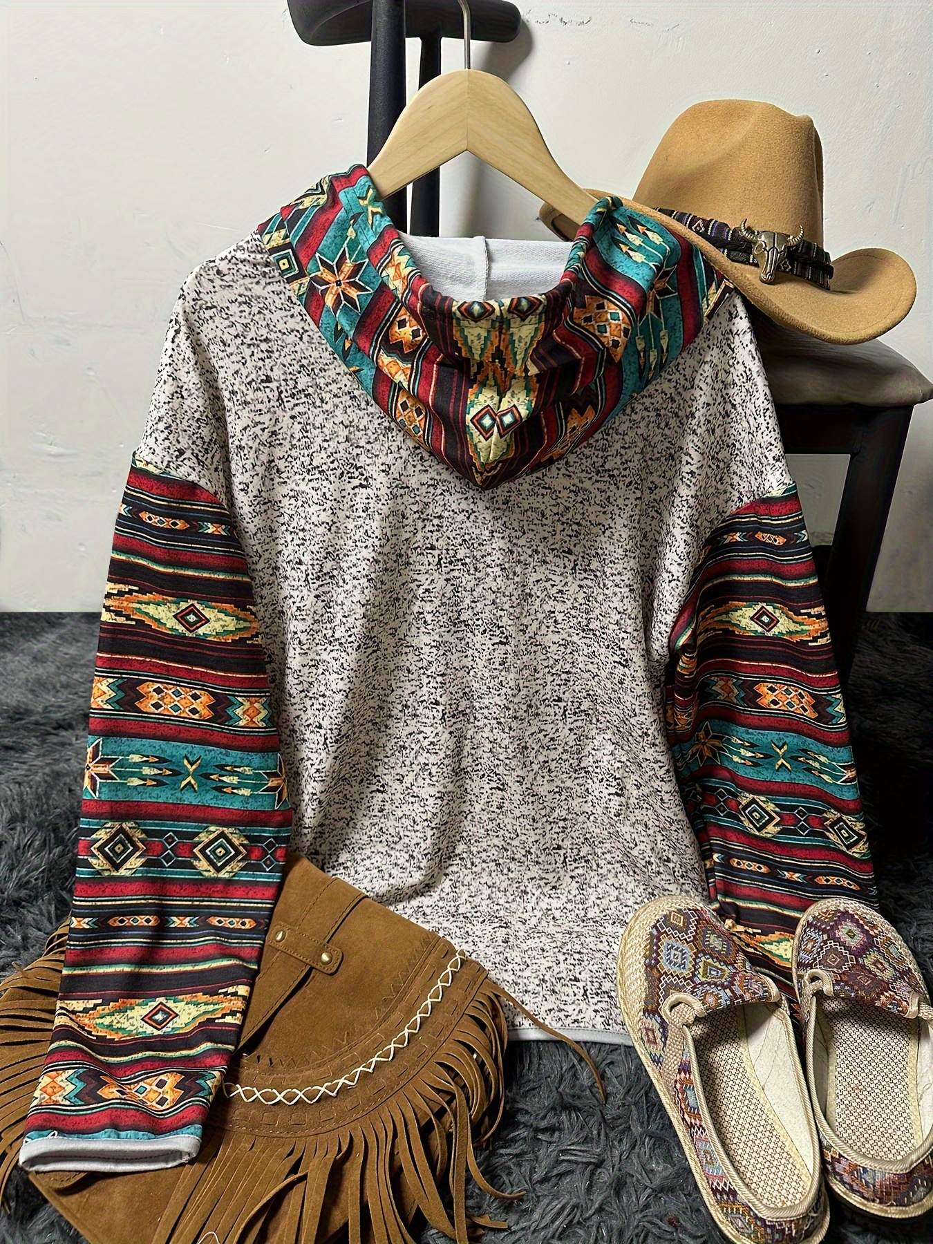 Women'S Casual Hoodie with Ethnic Prints  （Buy 2 Free Shipping)