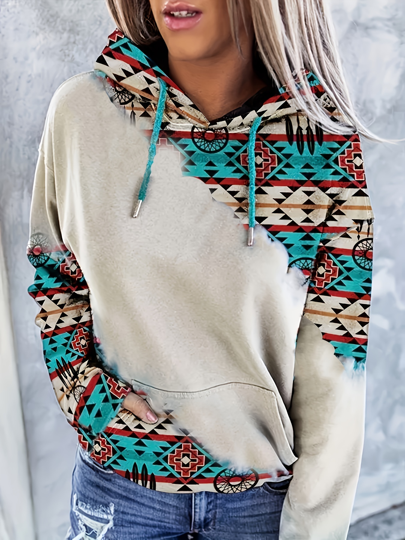 Casual Fashion Round Neck Pullover Hoodie with Western Ethnic（Buy 2 Free Shipping)