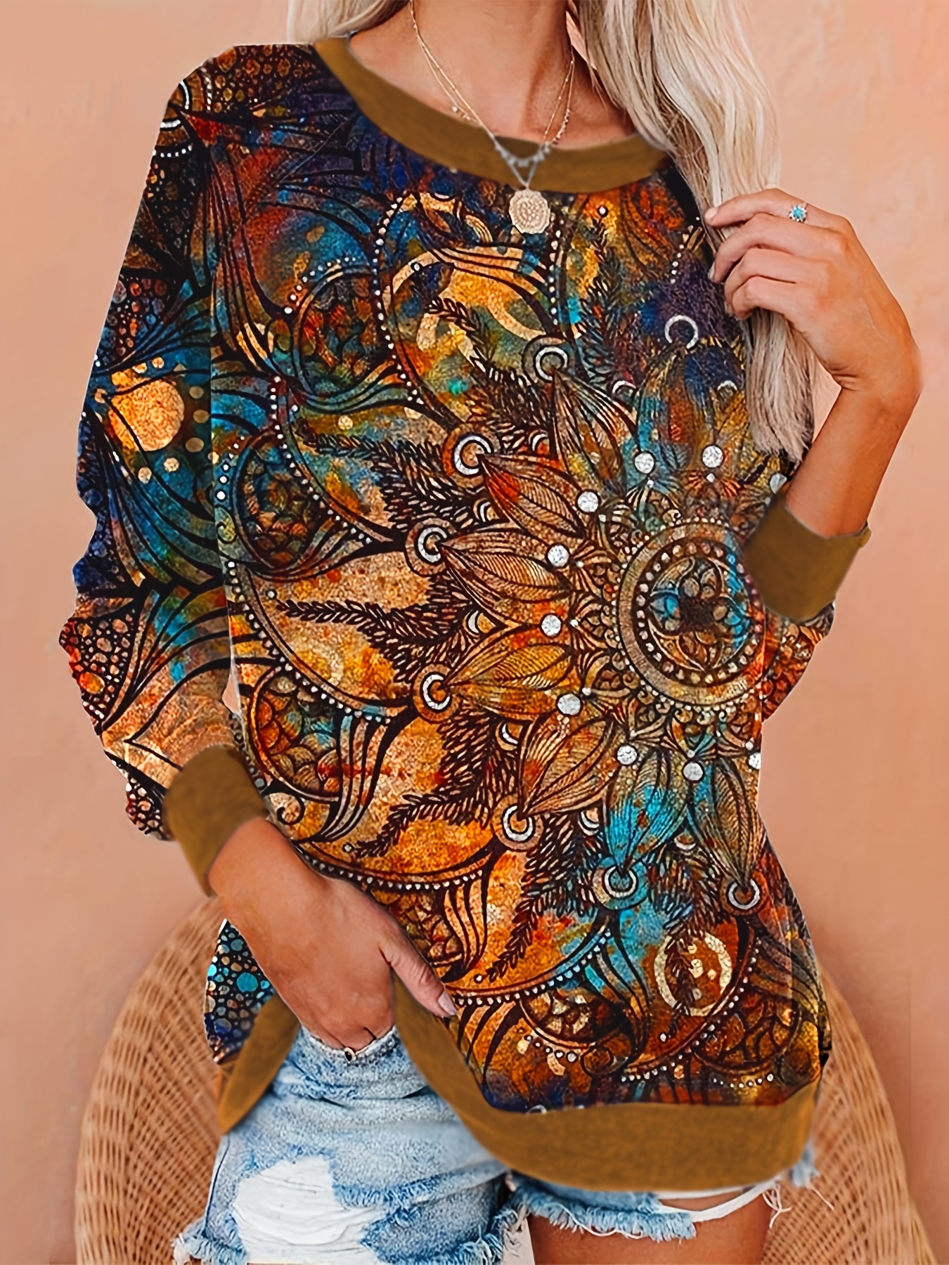 Women's Fashion Sweatshirt, Vintage Western Ethnic Style Casual Top（Buy 2 Free Shipping)