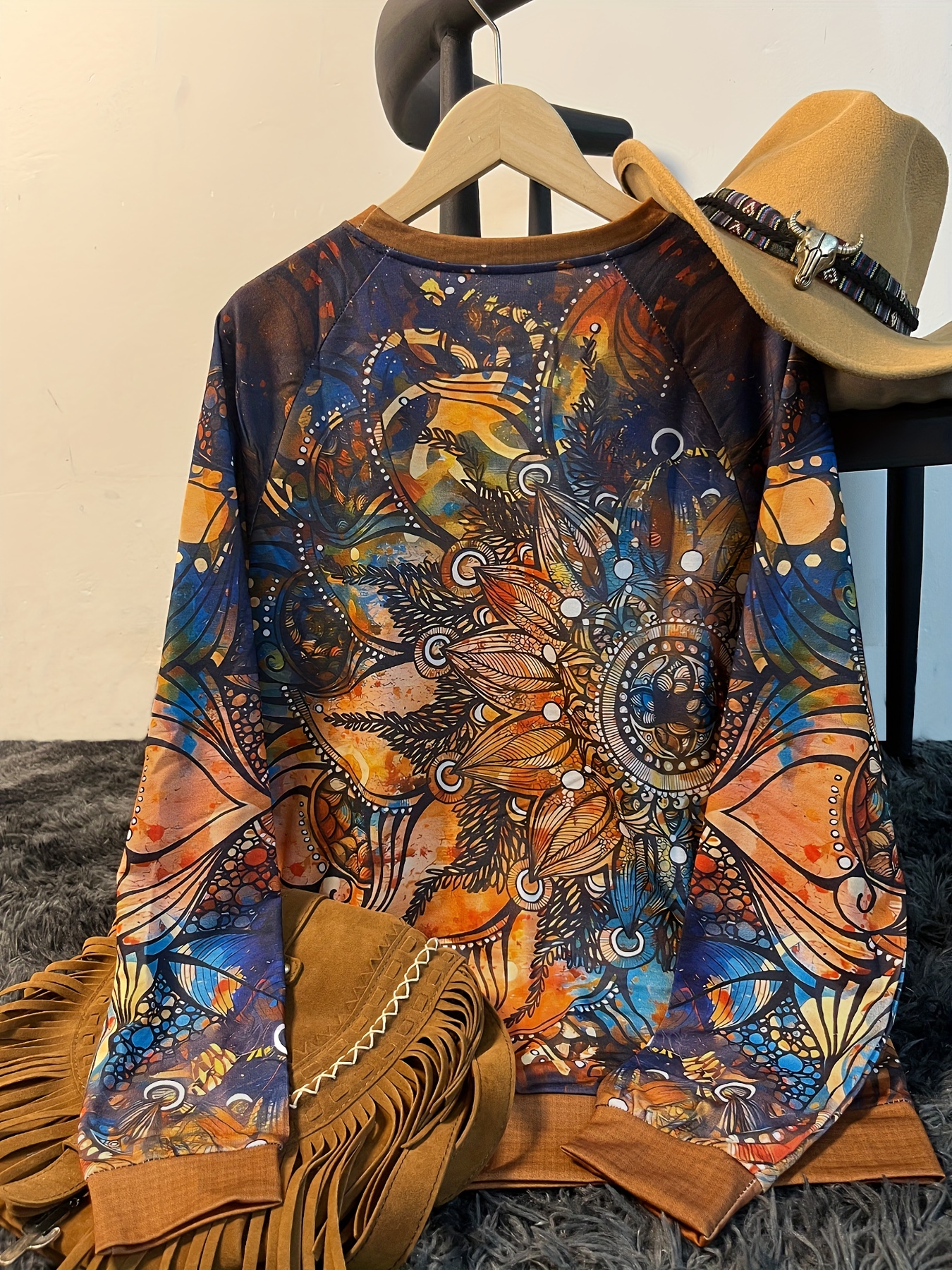 Women's Fashion Sweatshirt, Vintage Western Ethnic Style Casual Top（Buy 2 Free Shipping)