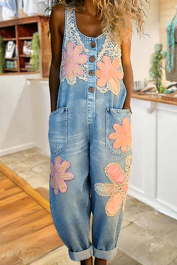 Classic Floral Sleeveless Overalls  (Buy 2 Free Shipping)