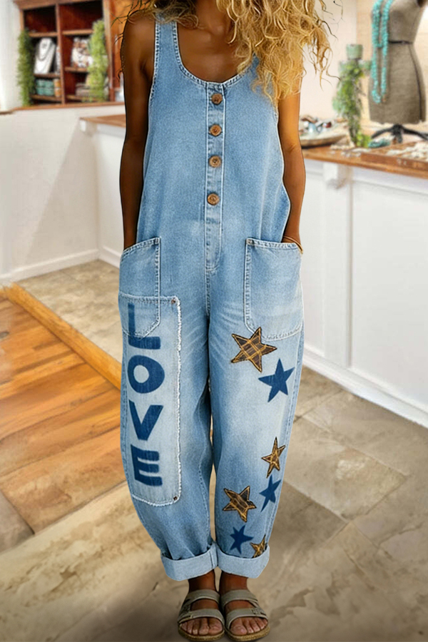 Love Stars Sleeveless Jumpsuit (Buy 2 Free Shipping)