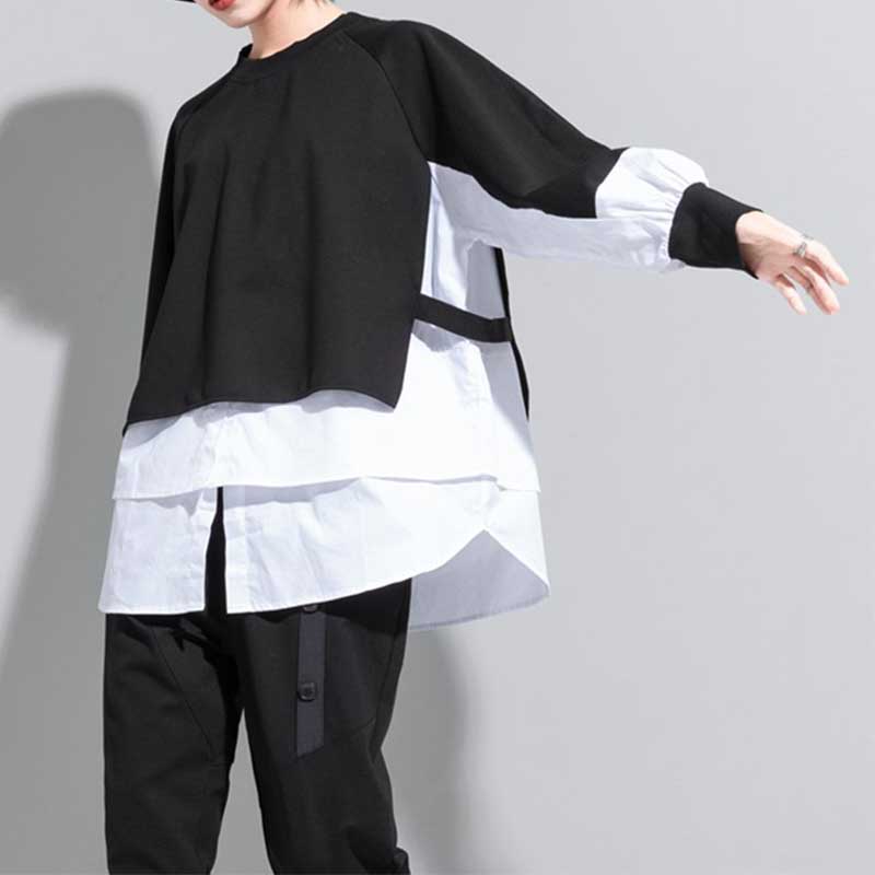 Fake Two-piece Straight Spliced Long-sleeved Shirt (Buy 2 Free Shipping)
