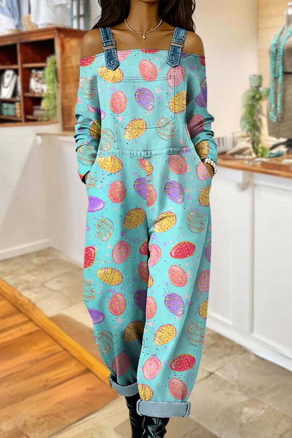 Easter Colorful Egg Adjustable Strap Jumpsuit (Buy 2 Free Shipping)