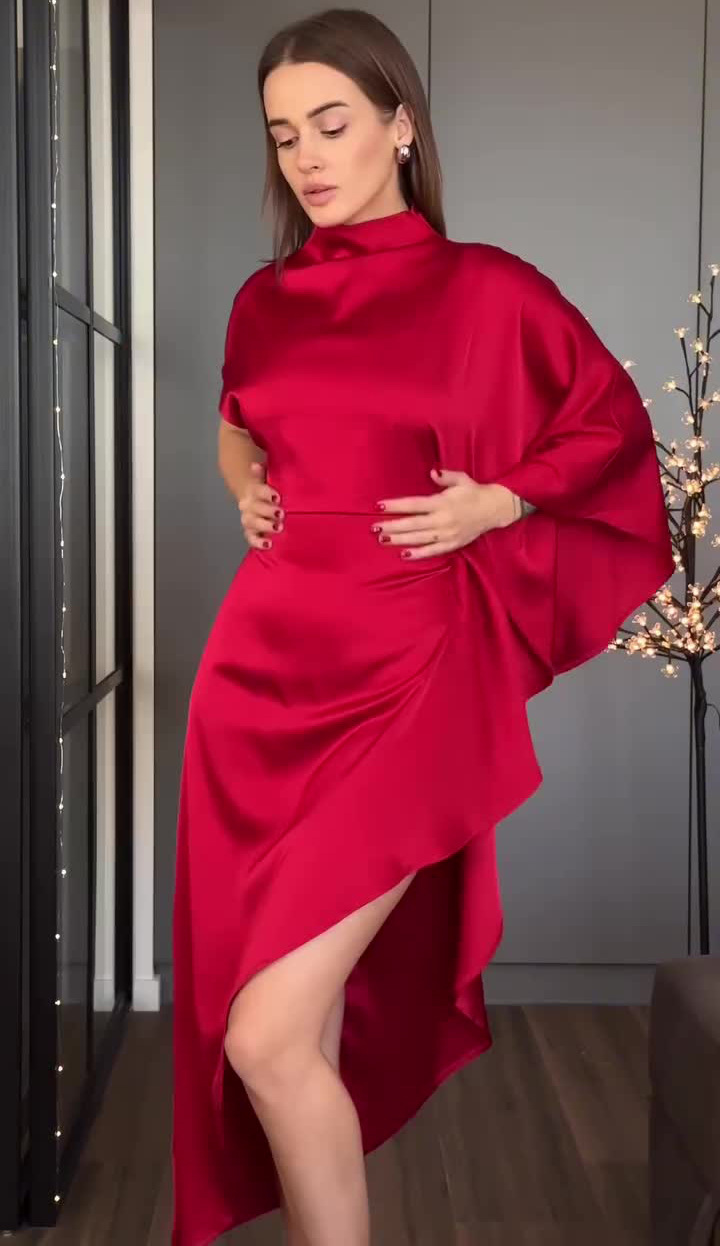 Slim-fit, off-shoulder satin top and pants two-piece set(Buy 2 free Shipping)