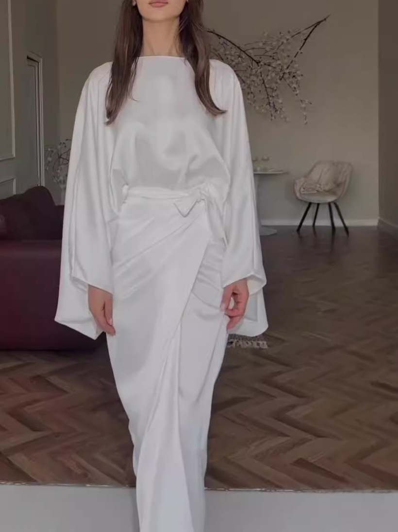 Minimalist Loose Shirt And Lace-up Skirt Suit(Buy 2 Free Shipping)