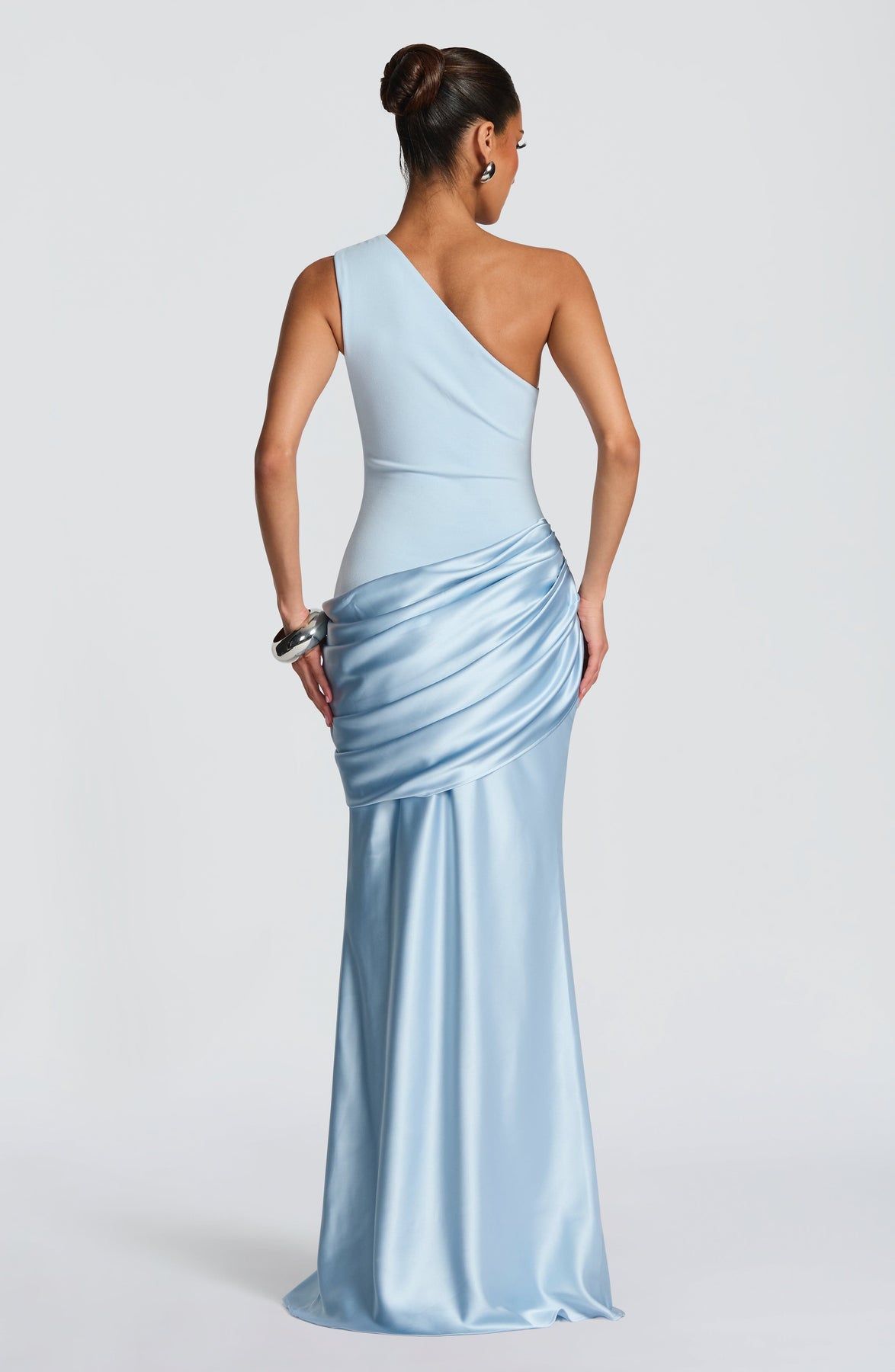 One-shoulder pleated long Maxi Dress（Buy 2 Free Shipping)