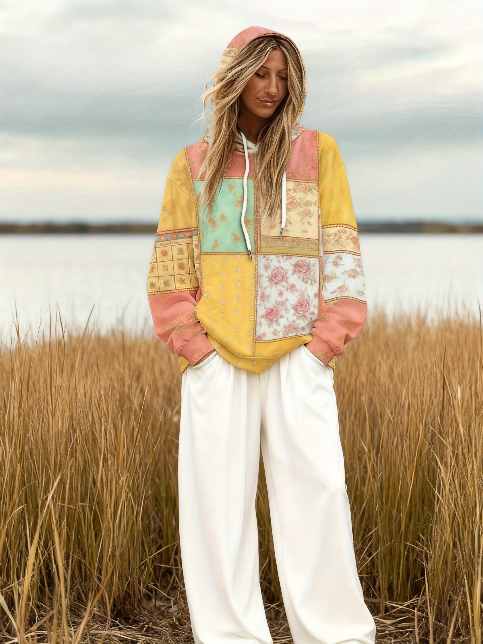 Vintage Bohemian Style Floral Digital Print Pullover Hoodie（Buy 2 Free Shipping)