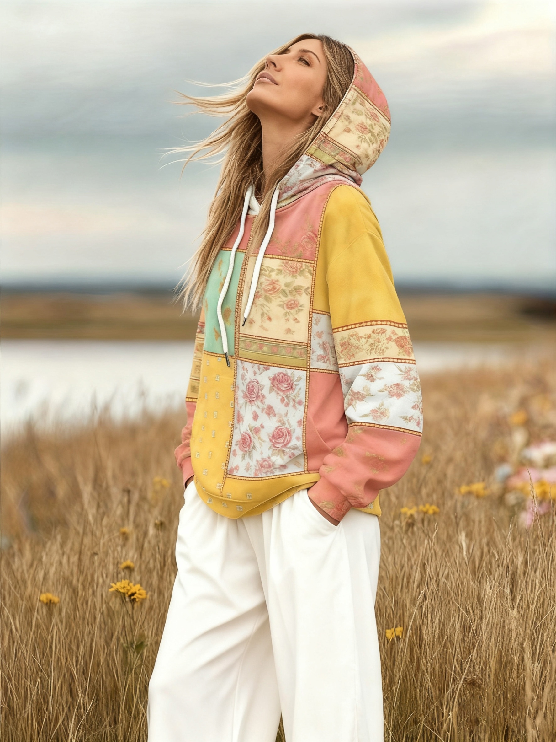 Vintage Bohemian Style Floral Digital Print Pullover Hoodie（Buy 2 Free Shipping)