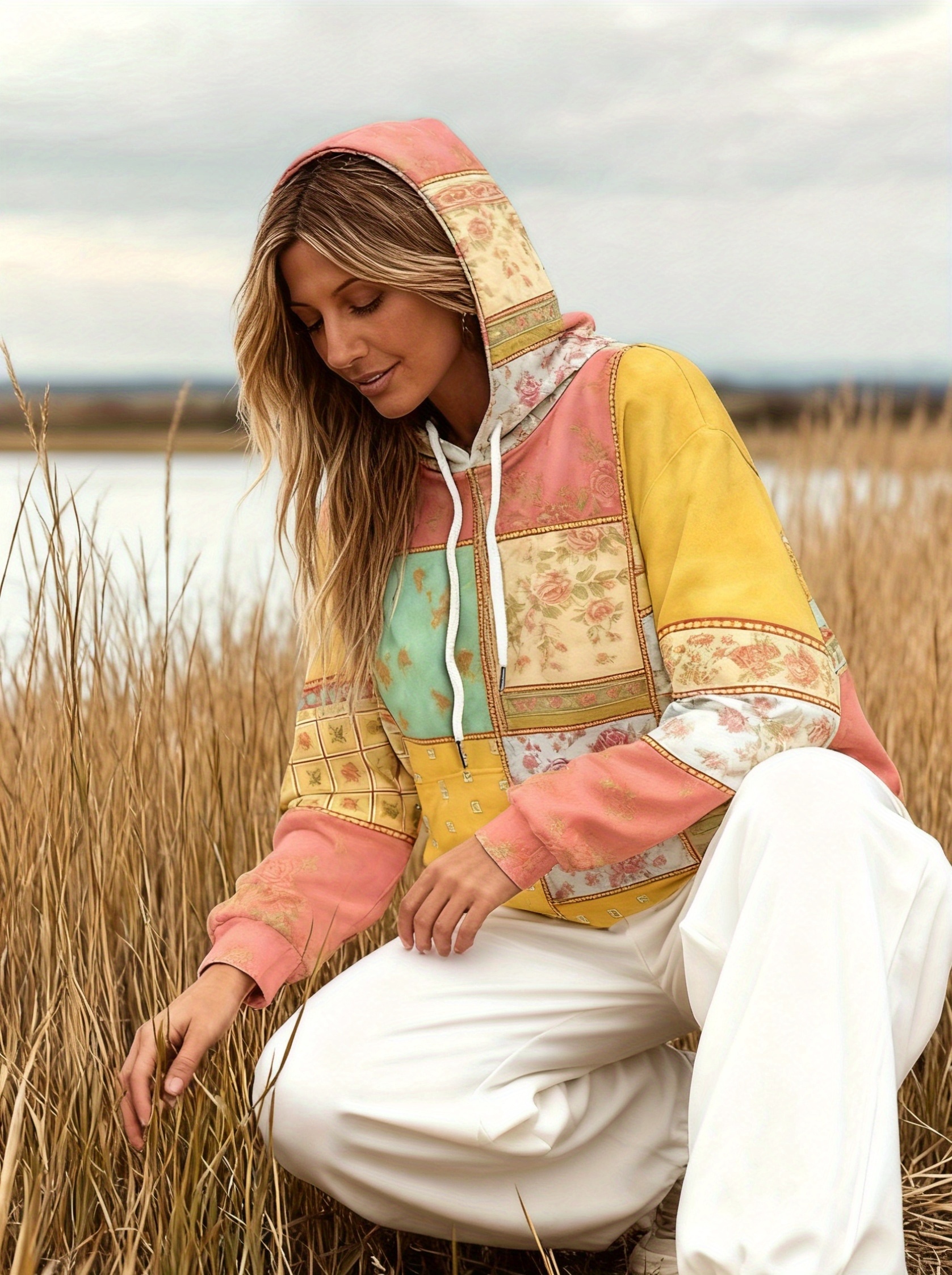 Vintage Bohemian Style Floral Digital Print Pullover Hoodie（Buy 2 Free Shipping)