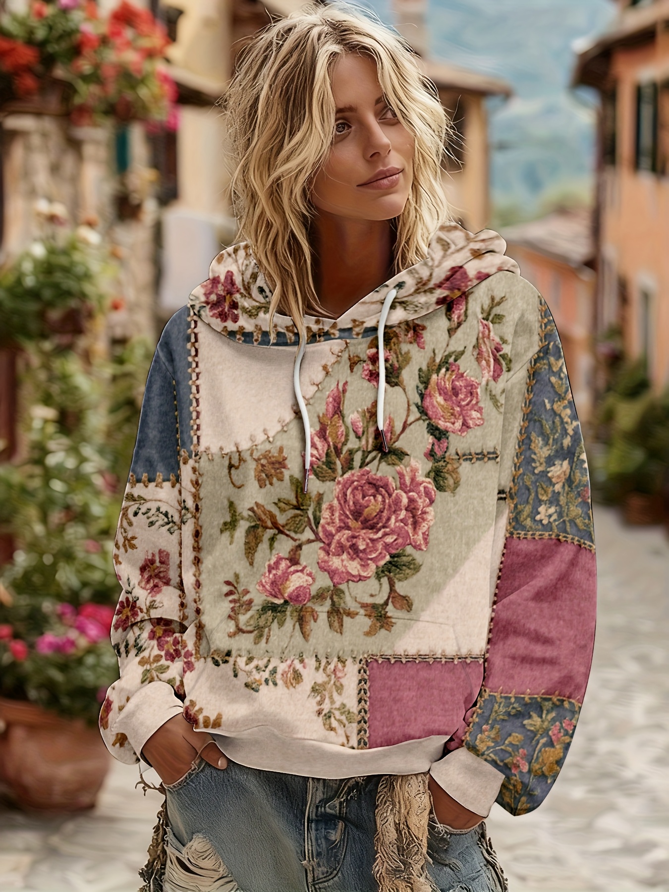 Vintage Bohemian Floral Digital Print Hoodie（Buy 2 Free Shipping)